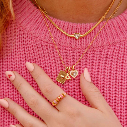 PURA VIDA HARPER STONE AND ENAMEL HEART CHARM