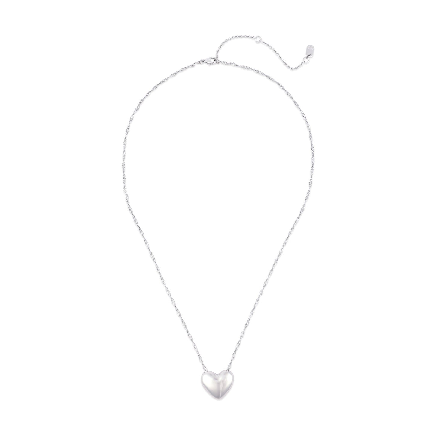 PURA VIDA HEART PUFFY HEART BEAD PENDANT NECKLACE SILVER