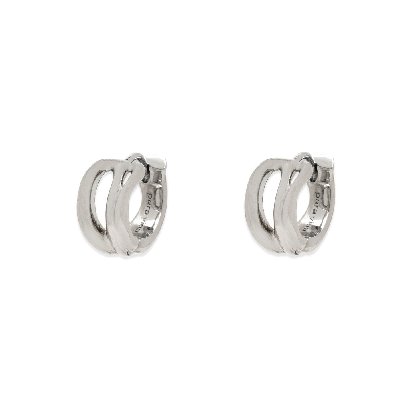 PURA VIDA PALMA HUGGIES EARRINGS SILVER