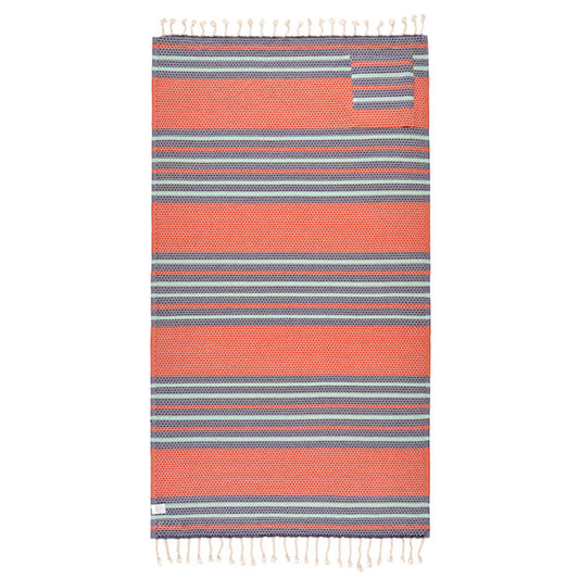 SAND CLOUD TOWEL CANDY STRIPE-DOBBY WITH ZIP POCKET