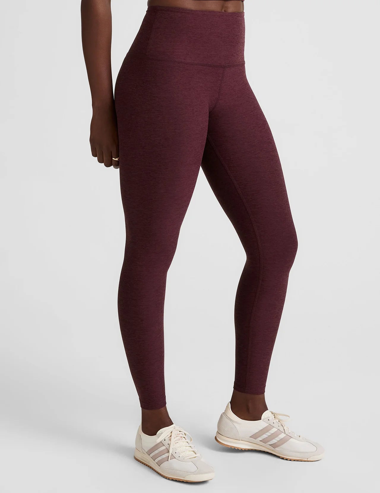 BEYOND YOGA CAUGHT IN THE MIDI HIGH WAISTED LEGGING MIDNIGHT BURGUNDY HEATHER