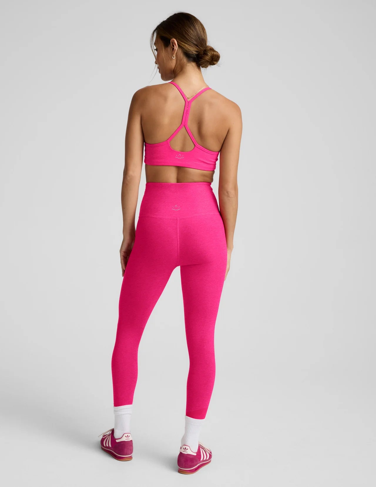 BEYOND YOGA SPACEDYE CAUGHT IN THE MIDI HIGH WAISTED LEGGING PINK GLOW HEATHER