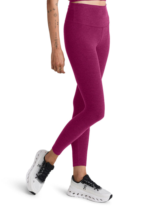 BEYOND YOGA SPACEDYE SPIN OUT LEGGING MAGENTA HEATHER