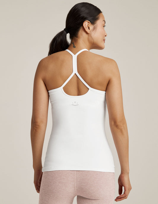 BEYOND YOGA SPACEDYE SLIM RACERBACK CAMI CLOUD WHITE