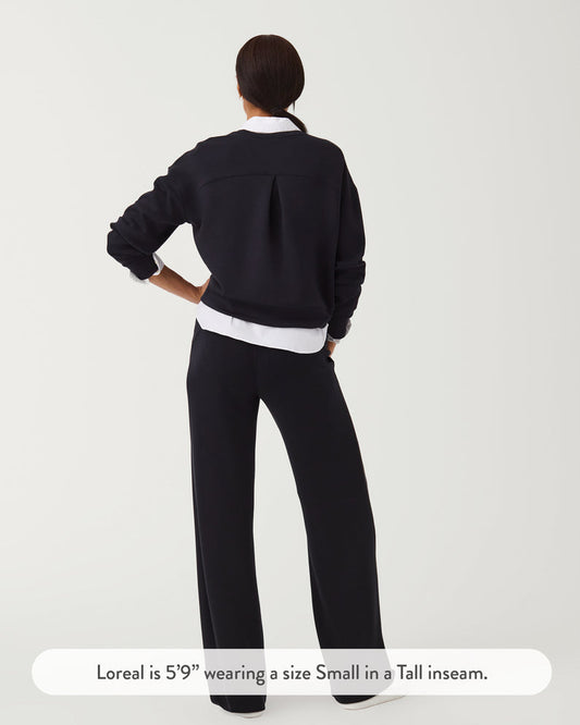 SPANX AIR ESSENTIALS WIDE LEG SWEATPANTS BLACK