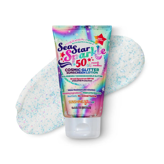 SUNSHINE AND GLITTER COSMIC STARDUST SUNSCREEN MARSHMALLOW SCENT