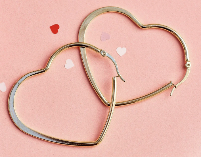 PURA VIDA OVERSIZED HEART HOOP EARRINGS GOLD