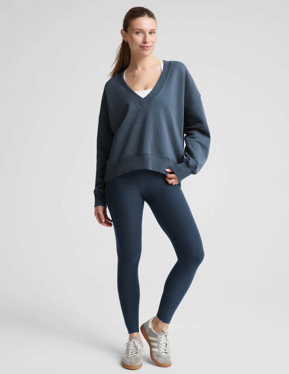 BEYOND YOGA LuxeFleece 2.0™ V-Neck Sweatshirt BLUE TUNDRA