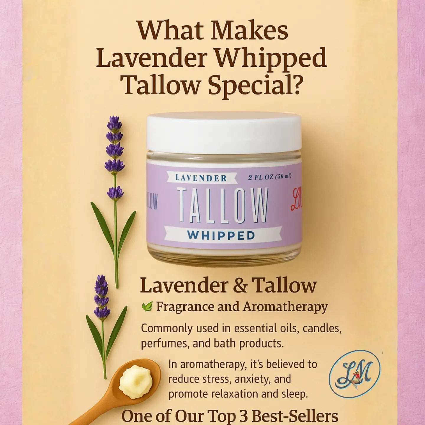LADY MAY GRASS FED WHIPPED BEEF TALLOW LAVENDER SCENT