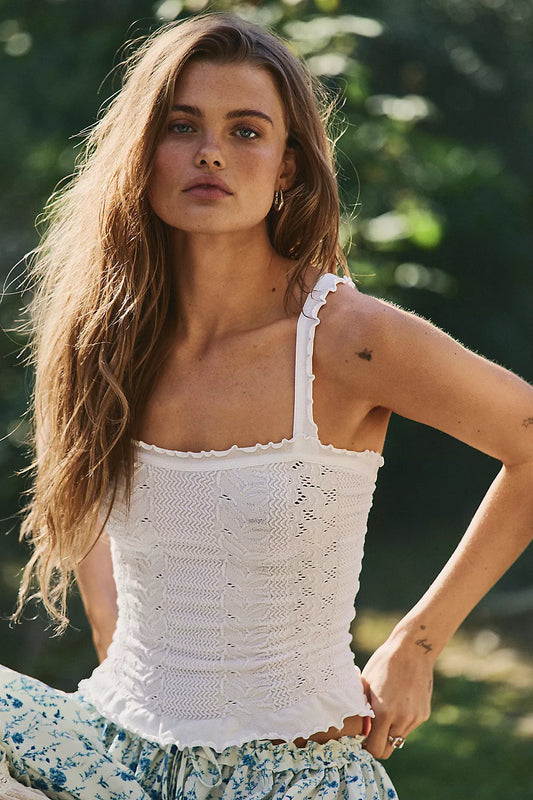 FREE PEOPLE SO SOFT FEMME SQUARE NECK CLEAN IVORY