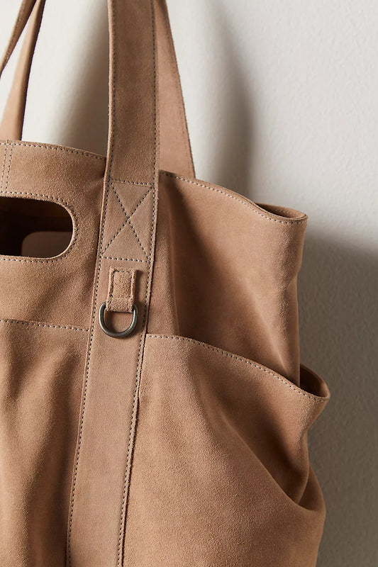 FREE PEOPLE SUEDE CARAVAN TOTE SAND
