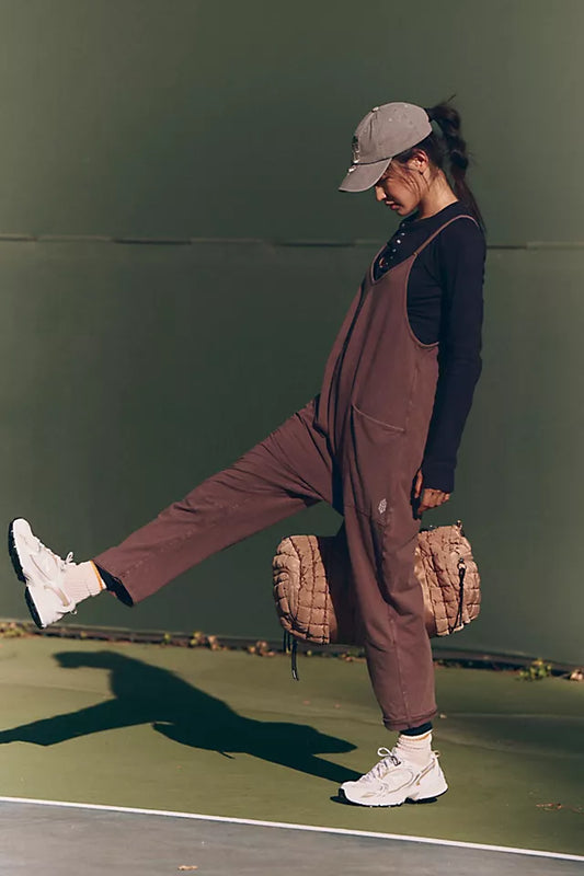 FREE PEOPLE MOVEMENT HOT SHOT ONESIE ESPRESSO