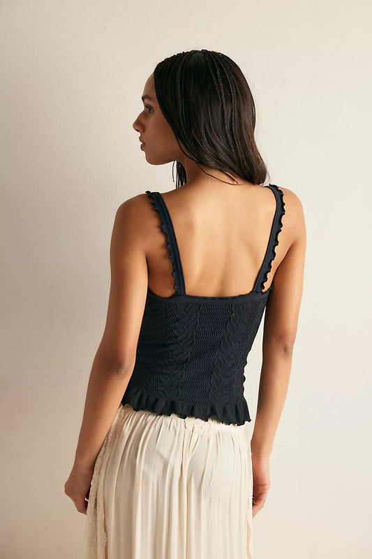 FREE PEOPLE SO SOFT FEMME SQUARE NECK CLEAN BLACK