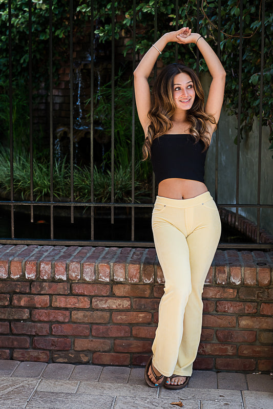 GODDESSWEAR CORDUROY CLASSIC FLARE PANT 630 HIGH WAIST WITH BACK POCKETS PASTEL ULTRA LITE COLLECTION