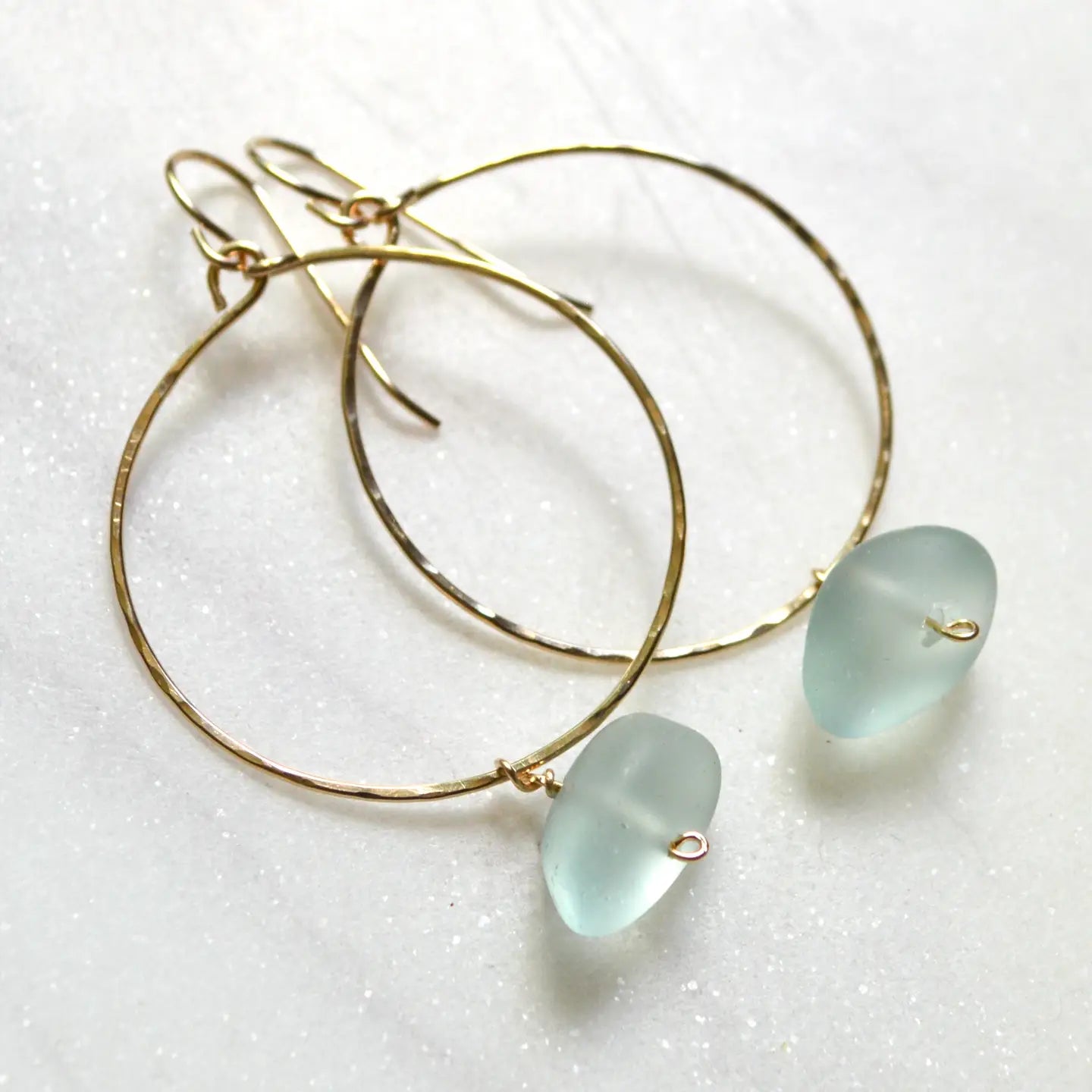 Sea Foam Glass Hoops