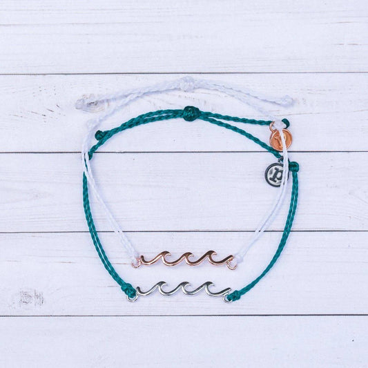 PURA VIDA PAVE WAVE COIN BRACELET ROSE GOLD