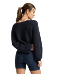 BEYOND YOGA READY FOR BARRE CROPPED SWEATER NOCTURNAL NAVY