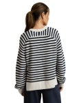BEYOND YOGA READY FOR ANYWHERE HI LO SWEATER NOCTURNAL NAVY STRIPE
