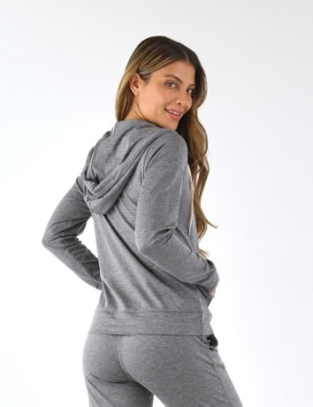 GLYDER ON THE GO LIGHTWEIGHT ZIP UP HOODIE ASH GREY MARBLE