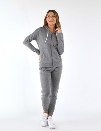 GLYDER ON THE GO LIGHTWEIGHT ZIP UP HOODIE ASH GREY MARBLE