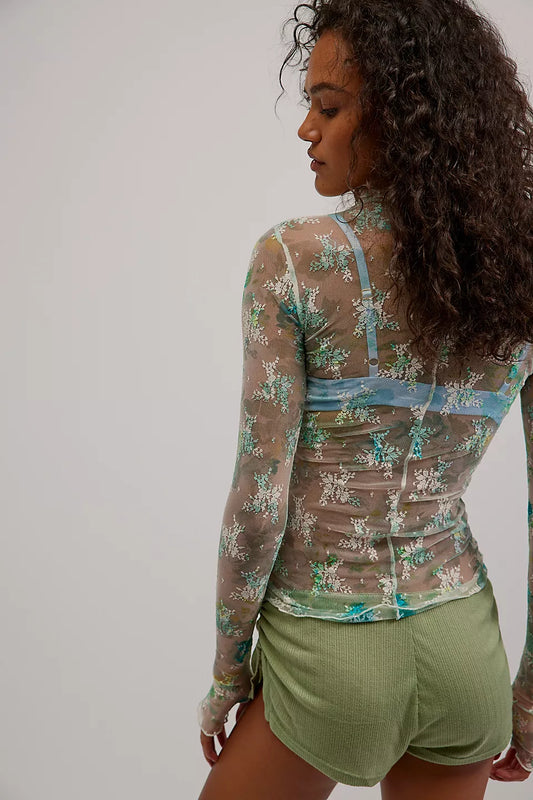 FREE PEOPLE PRINTED LADY LUX LAYERING TOP TEA COMBO
