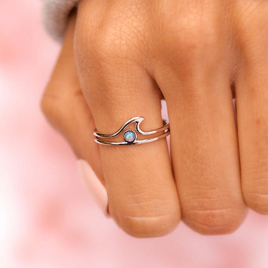 PURA VIDA OPAL WAVE RING SILVER NEW!!!