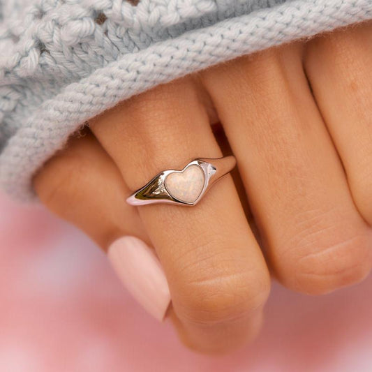PURA VIDA STONE HEART SIGNET RING