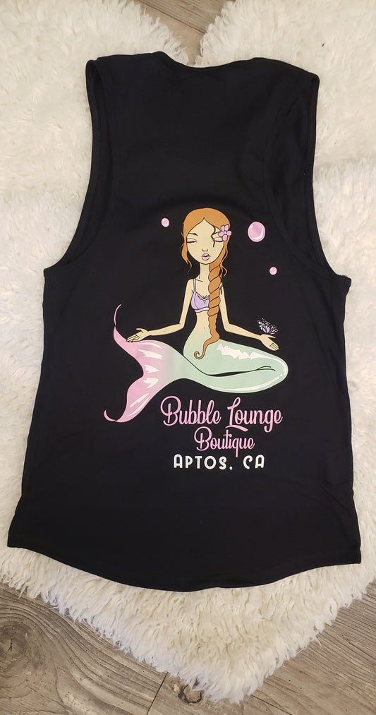 BUBBLE LOUNGE APPAREL MUSCLE TANK HEATHERED DARK GRAY