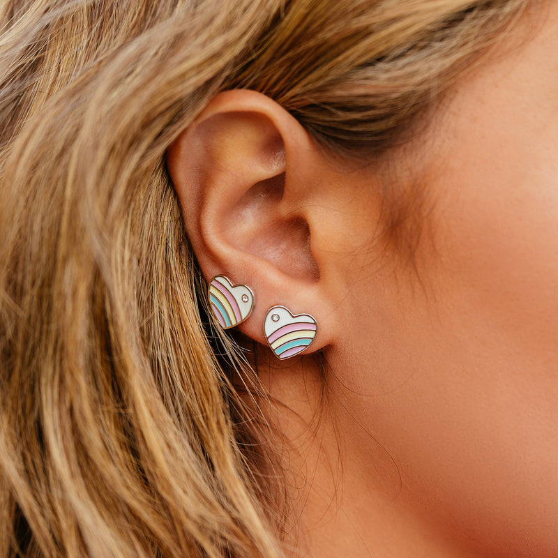 PURA VIDA PASTEL VINTAGE HEART STUD EARRINGS