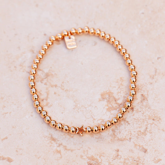 PURA VIDA STAR METAL STRETCH BRACELET ROSE GOLD