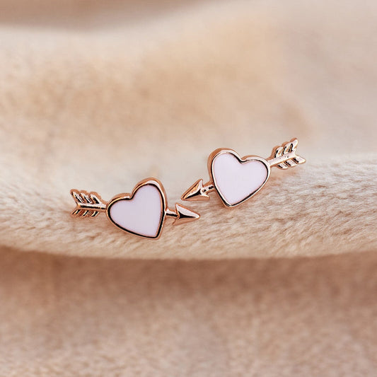 PURA VIDA LOVESTRUCK STUD EARRINGS ROSE GOLD