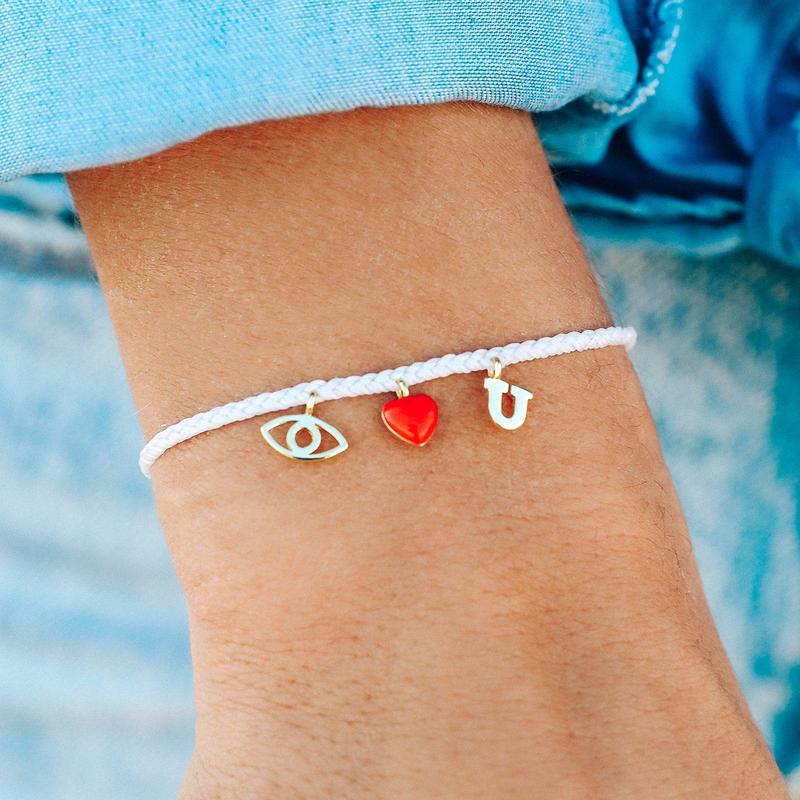 PURA VIDA EYE LOVE YOU GOLD CHARM BRACELET