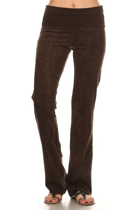 CHATOYANT MINERAL WASH BOOTCUT FLARE ROLL DOWN PANT BROWN