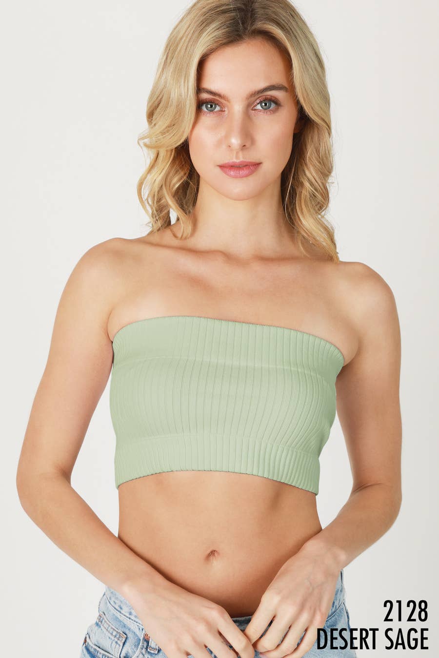 NIKIBIKI Wide Ribbed Tube Top Desert Sage