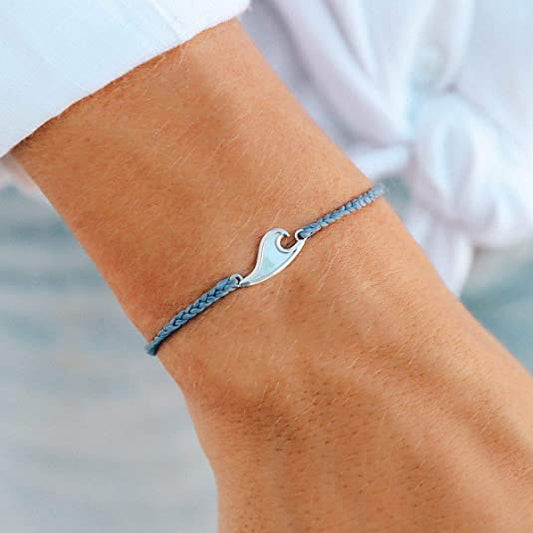 PURA VIDA MOTHER OF PEARL WAVE BRACELET SILVER NEW!