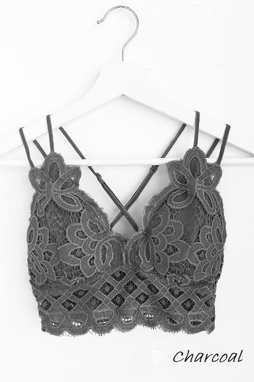 ANEMONE ELISE LACE BRALETTE CHARCOAL