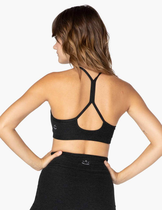 BEYOND YOGA SPACE DYE SLIM RACERBACK BRA DARKEST NIGHT