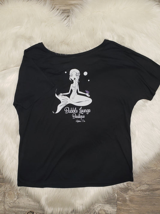 BUBBLE LOUNGE LOGO CLOTHING BELLA SOFT TEE- BLACK