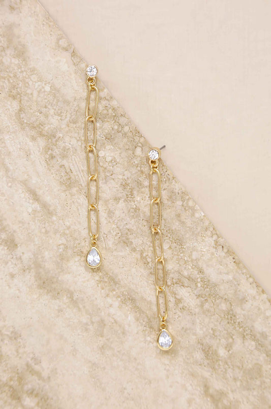 ETTIKA CHAIN LINK CRYSTAL DANGLE EARRINGS
