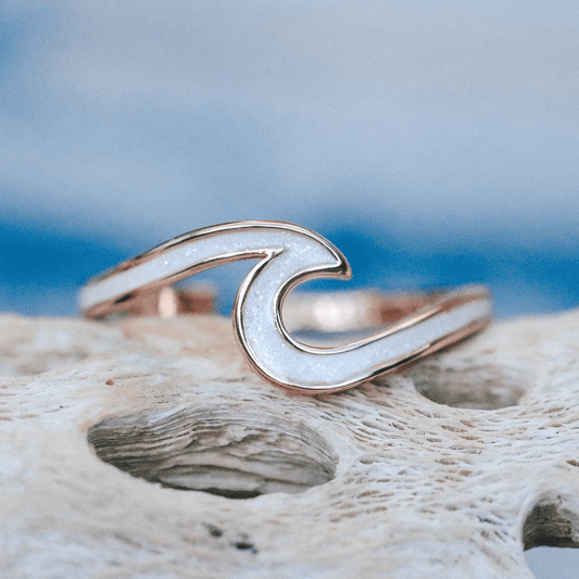 PURA VIDA ENAMEL WAVE RINGS ROSE GOLD AND SILVER TURQOISE