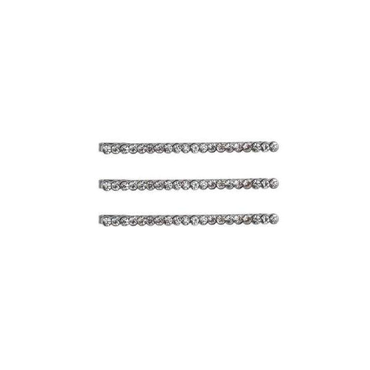 KITSCH HEMATITE RHINESTONE METAL BOBBY PINS-PACK OF 3
