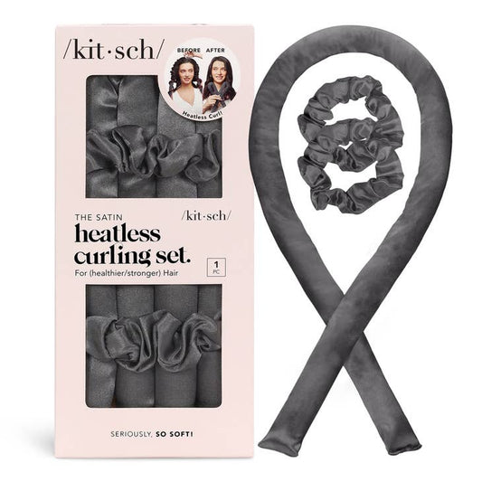 KITSCH SATIN HEATLESS CURLING SET CHARCOAL