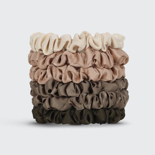KITSCH ULTRA PETITE SATIN SCRUNCHIES 6 PC EUCALYPTUS