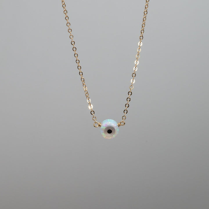 LESLIE FRANCESCA CONFETTI OPAL EVIL EYE NECKLACE WHITE/SILVER 330