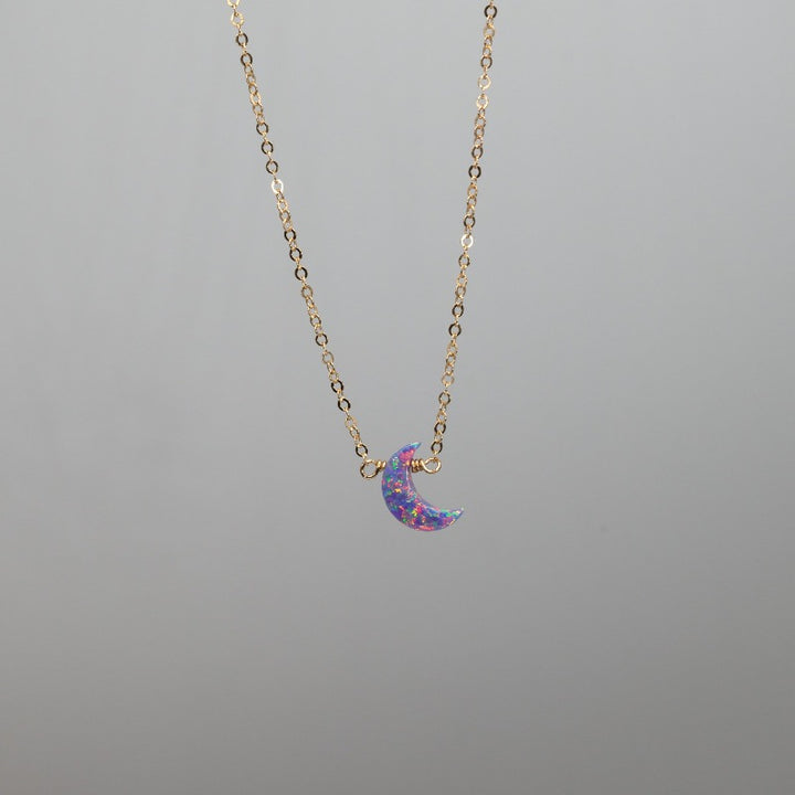 LESLIE FRANCESCA CONFETTI OPAL MOON NECKLACE VIOLET/GOLD 332