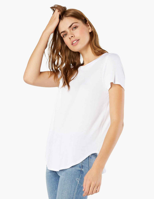 BEYOND YOGA FEATHERWEIGHT ON THE DOWN LOW TEE CLOUD WHITE