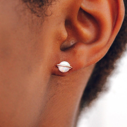 PURA VIDA OPAL SATURN STUD EARRINGS ROSE GOLD NEW!