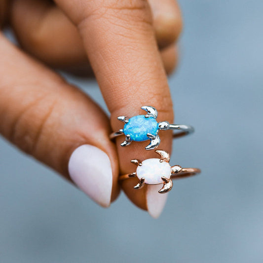 PURA VIDA OPAL SEA TURTLE RING ROSE GOLD