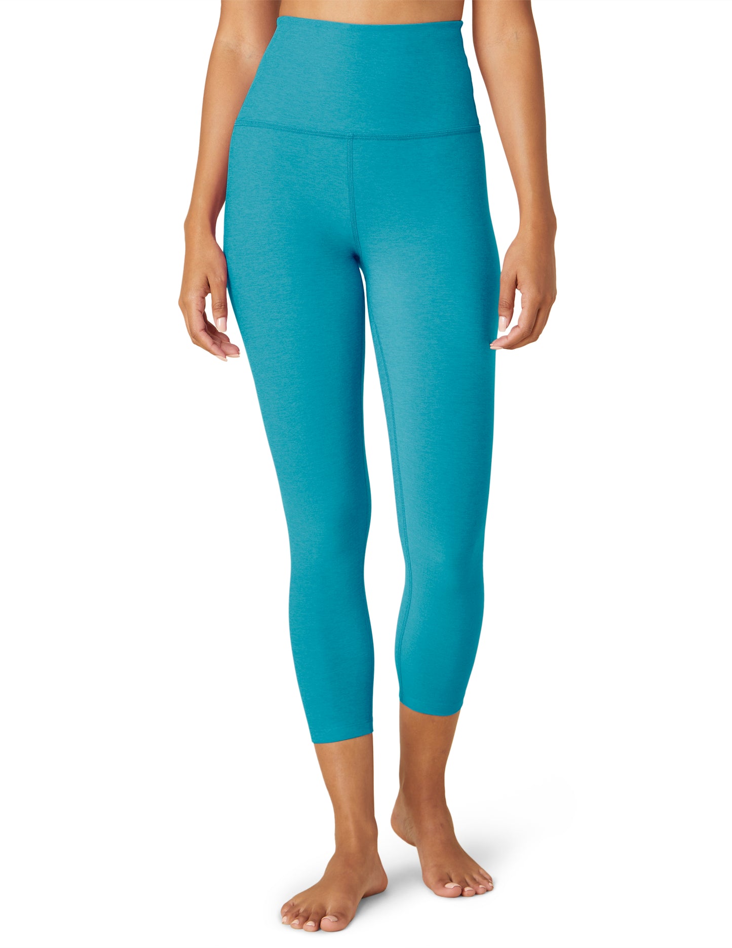 BEYOND YOGA SPACEDYE WALK & TALK HIGH WAISTED CAPRI LEGGING BLUE GLOW HEATHER