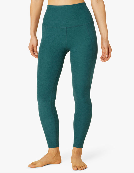 BEYOND YOGA SPACE DYE OUT OF POCKET HIGH WAISTED MIDI LEGGING DEEP SEA HEATHER